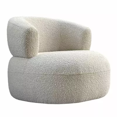 Ivory Boucle Luna Accent Chair